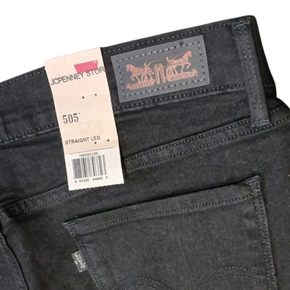Levi's 505 Straight Leg Soft Black Jeans - Picture 8 of 11